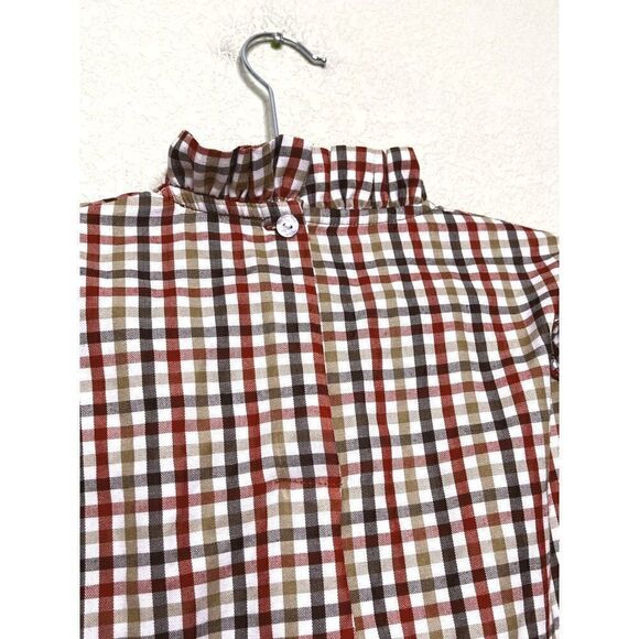 Mi Pequeña Tribu Red Checked Plaid Ruffle Long Sleeve Top Size 10 - Picture 6 of 7